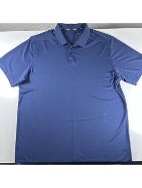 Nike Golf Shirt Mens XL Blue Polo Dry Fit Short Sleeve Navy Fit Dry Polyester